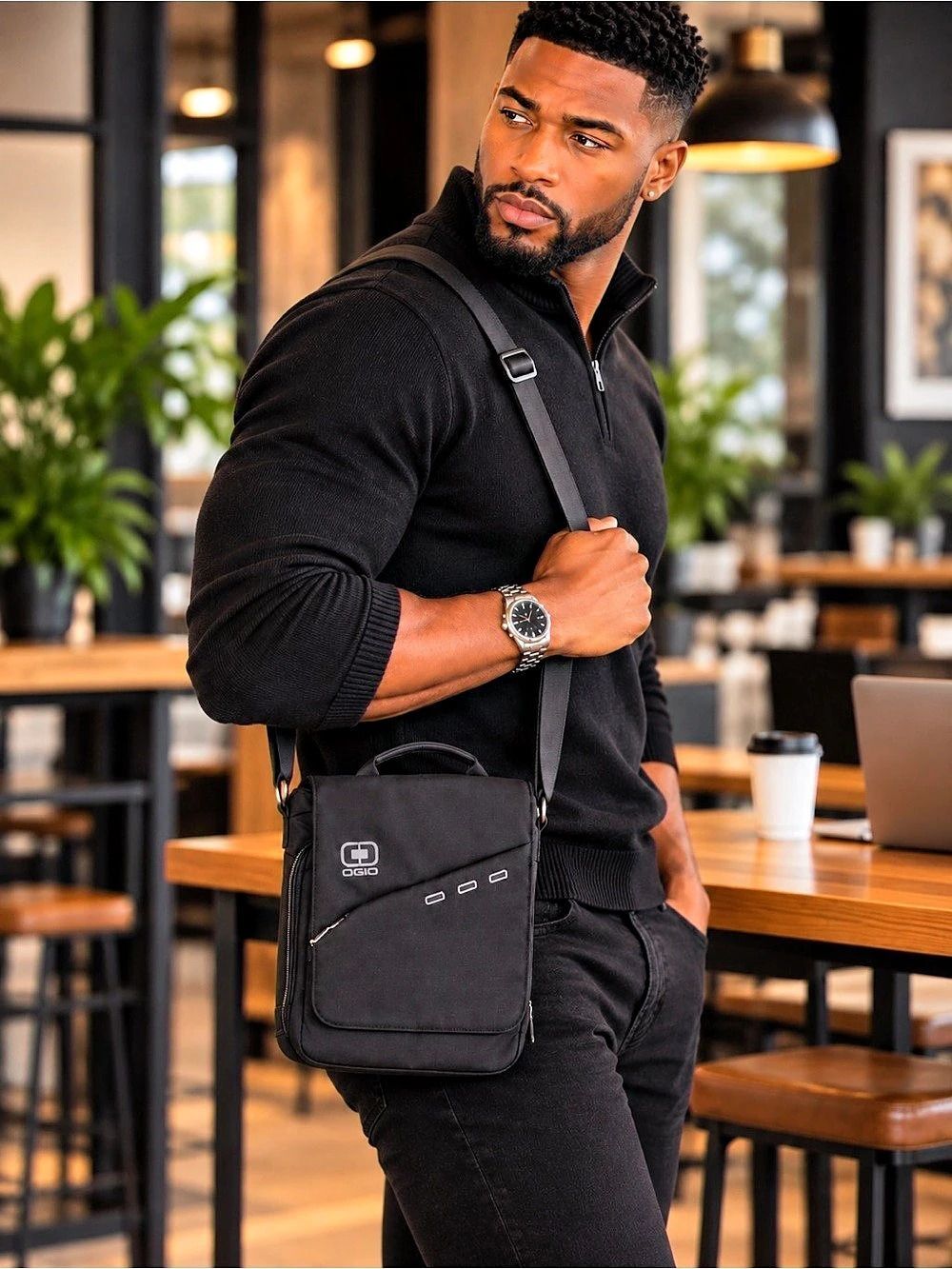 OGIO Black Crossbody Messenger Laptop Bag Men’s Tech Work Travel